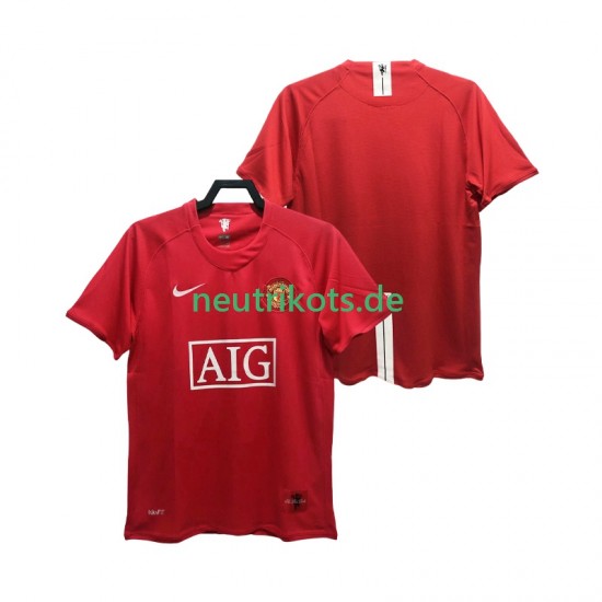 Fußballtrikot Manchester United Premier League 2007 Retro Herren Heim 2008 Kurzarm