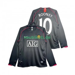 Fußballtrikot Manchester United Rooney 10 2007 Retro Herren Auswärts 2008 Langarm