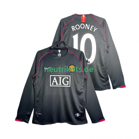 Fußballtrikot Manchester United Rooney 10 2007 Retro Herren Auswärts 2008 Langarm