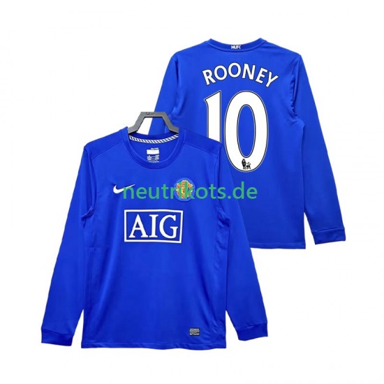Fußballtrikot Manchester United Rooney 10 2009 Retro Herren Ausweich 2008 Langarm