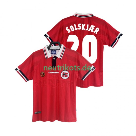 Fußballtrikot Norwegen SOLSKJAER 20 1998 Retro Herren Heim Kurzarm