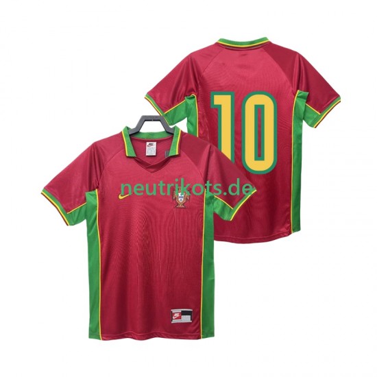 Fußballtrikot Portugal 10 1998 Retro Herren Heim Kurzarm
