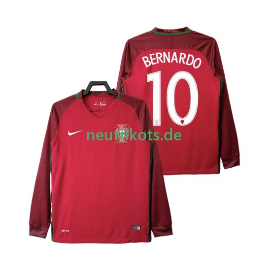 Fußballtrikot Portugal BERNARDO 10 2016 Retro Herren Heim Langarm