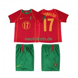 Fußballtrikot Portugal Cristiano Ronaldo 17 Retro Kinder Heim 2004 Kurzarm