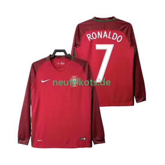 Fußballtrikot Portugal Cristiano Ronaldo 7 2016 Retro Herren Heim Langarm