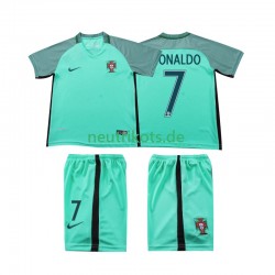 Fußballtrikot Portugal Cristiano Ronaldo 7 2016 Retro Kinder Auswärts Kurzarm