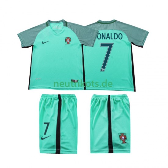 Fußballtrikot Portugal Cristiano Ronaldo 7 2016 Retro Kinder Auswärts Kurzarm