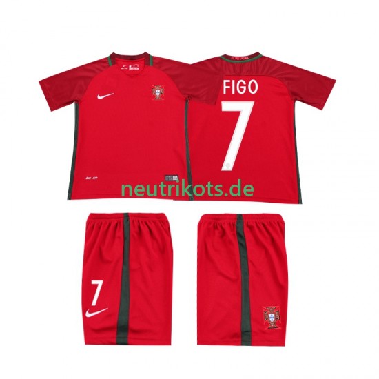 Fußballtrikot Portugal FIGO 7 2016 Retro Kinder Heim Kurzarm