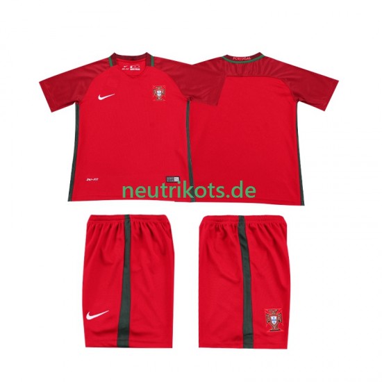 Fußballtrikot Portugal 2016 Retro Kinder Heim Kurzarm