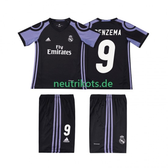 Fußballtrikot Real Madrid BENZEMA 9 2016 2017 Retro Kinder Ausweich Kurzarm