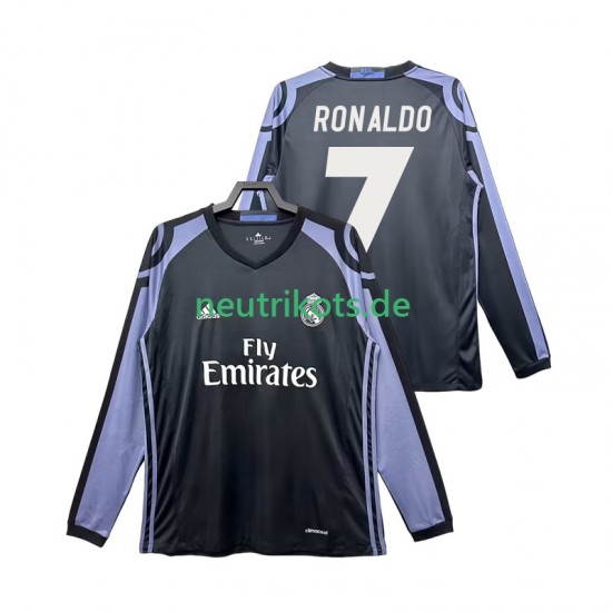 Fußballtrikot Real Madrid Cristiano Ronaldo 7 2016 2017 Retro Herren Ausweich Langarm