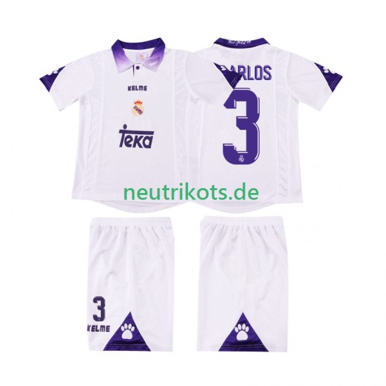 Fußballtrikot Real Madrid R CARLOS 3 1997 1998 Retro Kinder Heim Kurzarm