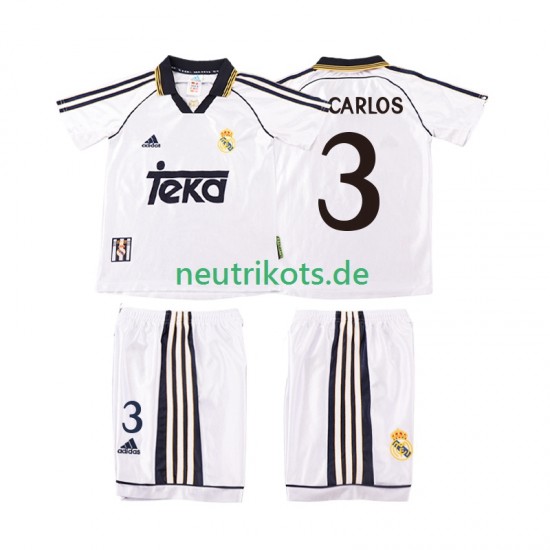 Fußballtrikot Real Madrid R CARLOS 3 1998 2000 Retro Kinder Heim Kurzarm