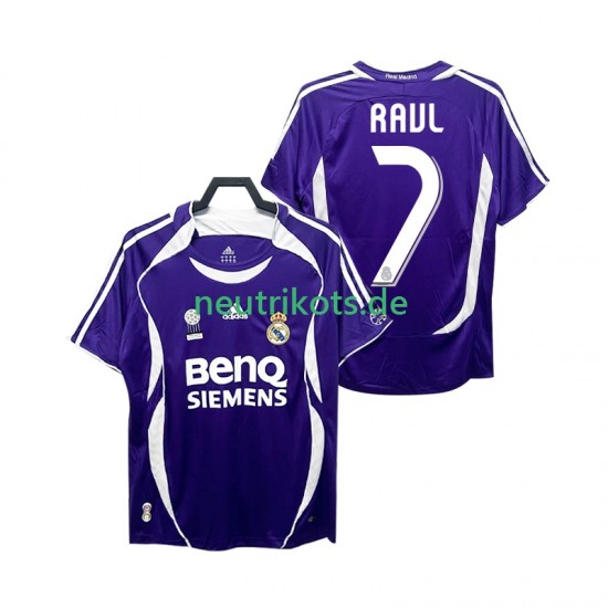 Fußballtrikot Real Madrid RAUL 7 2007 Retro Herren Auswärts 2006 Kurzarm