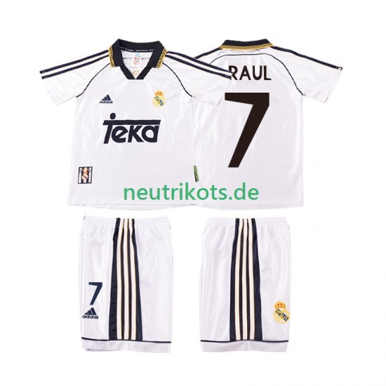 Fußballtrikot Real Madrid RAUL 7 1998 2000 Retro Kinder Heim Kurzarm