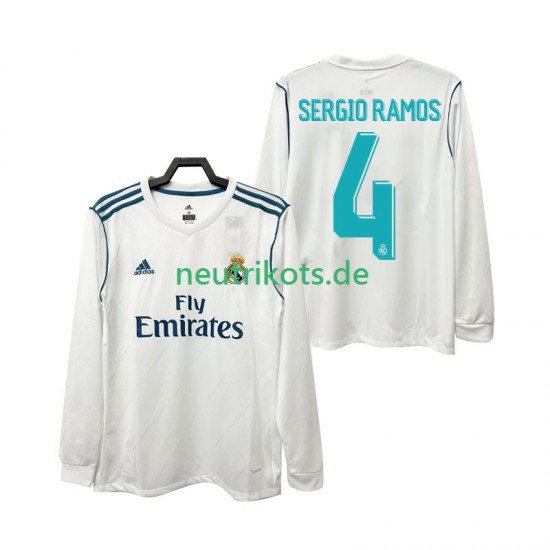 Fußballtrikot Real Madrid SERGIO RAMOS 4 2017 2018 Retro Herren Heim Langarm