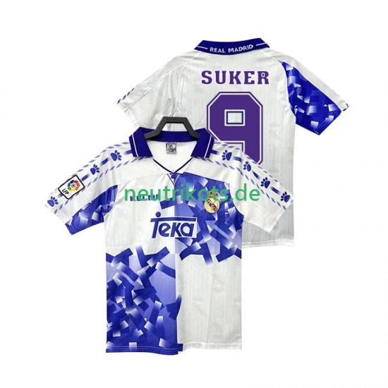 Fußballtrikot Real Madrid SUKER 9 1996 1997 Retro Herren Ausweich Kurzarm