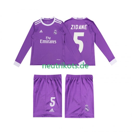Fußballtrikot Real Madrid ZIDANE 5 2016 Retro Kinder Auswärts Langarm