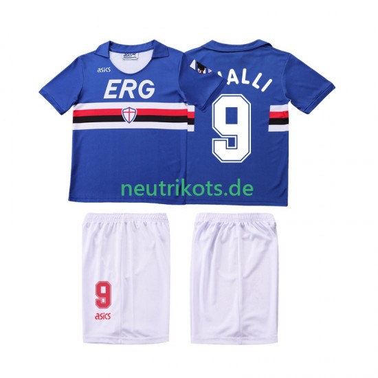 Fußballtrikot Sampdoria VIALLI 9 1990 1991 Retro Kinder Heim Kurzarm
