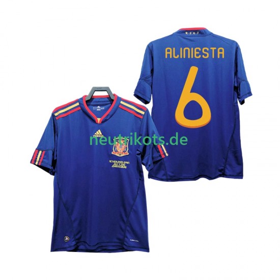 Fußballtrikot Spanien Andres Iniesta 6 Retro Herren Auswärts 2010 Kurzarm