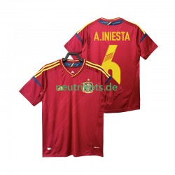 Fußballtrikot Spanien Andres Iniesta 6 2012 Retro Herren Heim Kurzarm