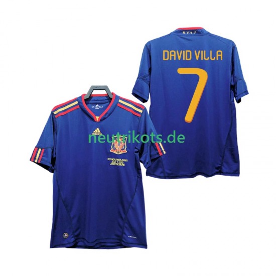 Fußballtrikot Spanien DAVID VILLA 7 Retro Herren Auswärts 2010 Kurzarm