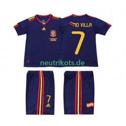 Fußballtrikot Spanien DAVID VILLA 7 Retro Kinder Auswärts 2010 Kurzarm