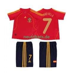 Fußballtrikot Spanien DAVID VILLA 7 Retro Kinder Heim 2008 Kurzarm