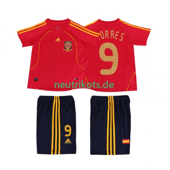 Fußballtrikot Spanien TORRES 9 Retro Kinder Heim 2008 Kurzarm