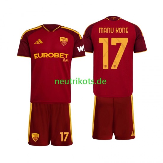 Fußballtrikot AS Rom Manu Kone 17 Kinder Heim 2026-2027 Kurzarm