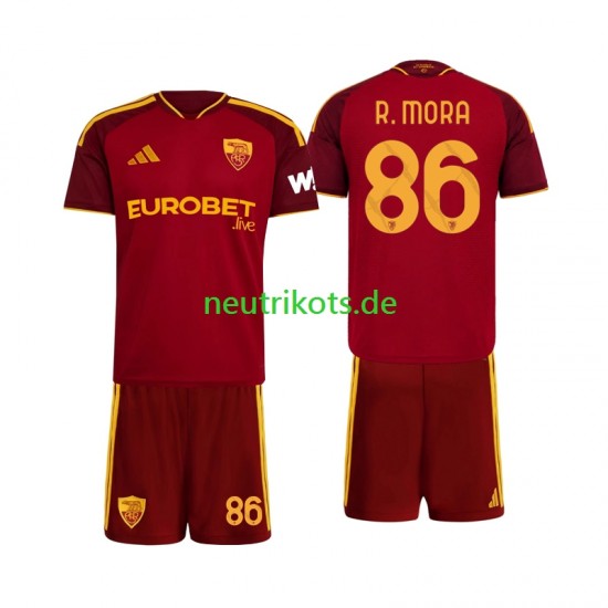 Fußballtrikot AS Rom Rodrigo Mora 86 Kinder Heim 2026-2027 Kurzarm