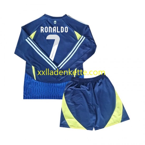 Fußballtrikot Al Nassr Cristiano Ronaldo 7 Kinder Auswärts 2024-2025 Langarm