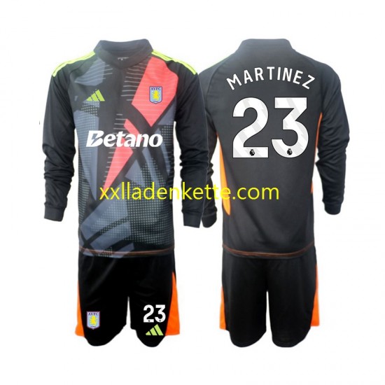 Fußballtrikot Aston Villa Emiliano Martinez 23 Torwart Kinder Auswärts 2024-2025 Langarm