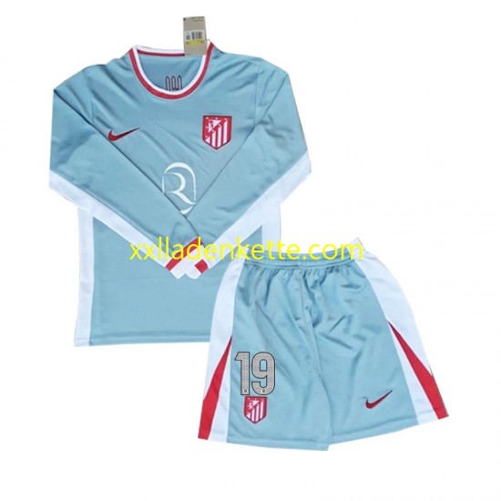 Fußballtrikot Atlético Madrid Julian Alvarez 19 Kinder Auswärts 2024-2025 Langarm