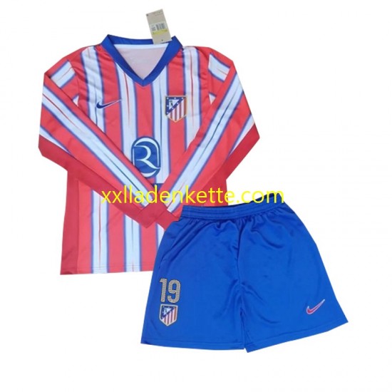 Fußballtrikot Atlético Madrid Julian Alvarez 19 Kinder Heim 2024-2025 Langarm