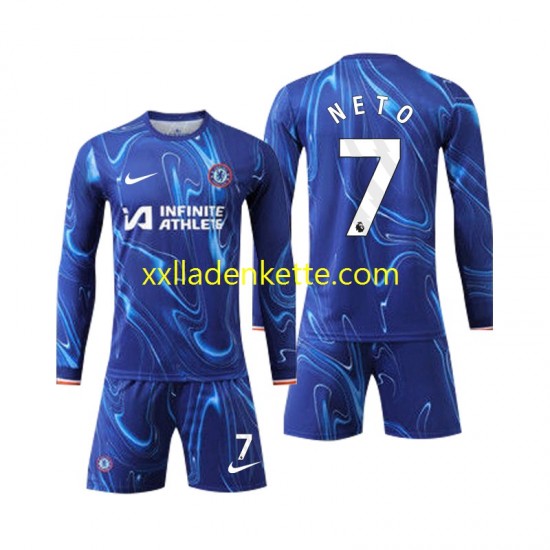 Fußballtrikot Chelsea Neto 7 Kinder Heim 2024-2025 Langarm