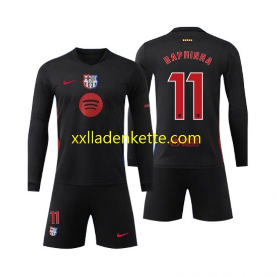 Fußballtrikot FC Barcelona Raphinha 11 Kinder Auswärts 2024-2025 Langarm