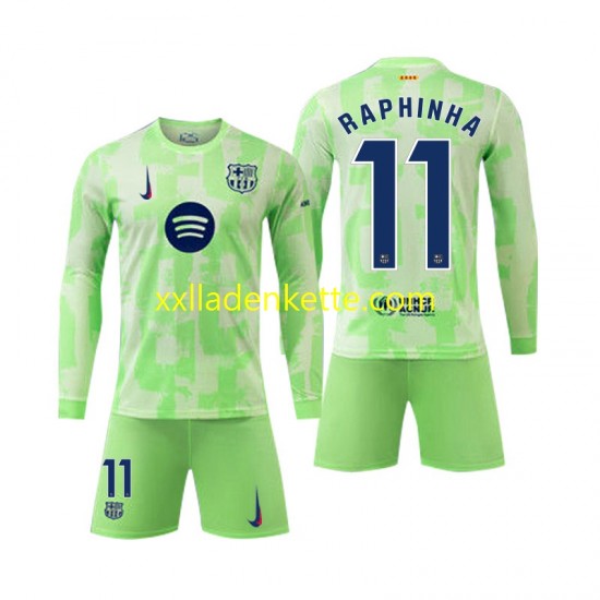 Fußballtrikot FC Barcelona Raphinha 11 Kinder Ausweich 2024-2025 Langarm