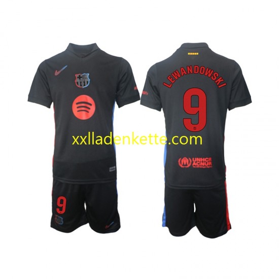 Fußballtrikot FC Barcelona Robert Lewandowski 9 Kinder Auswärts 2024-2025 Kurzarm