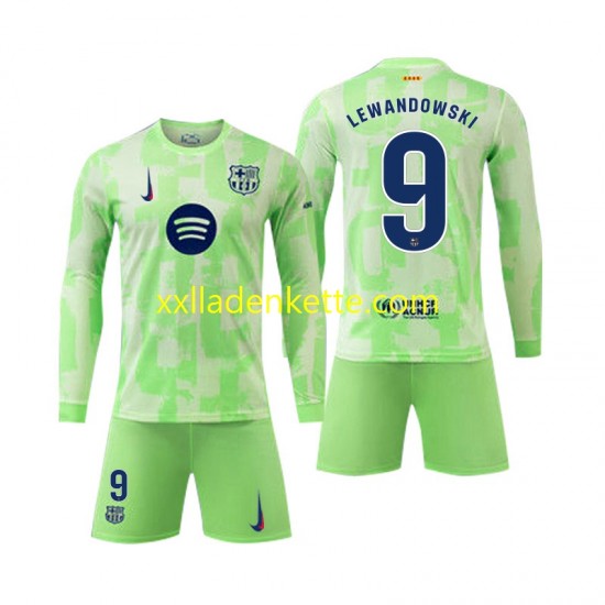 Fußballtrikot FC Barcelona Robert Lewandowski 9 Kinder Ausweich 2024-2025 Langarm