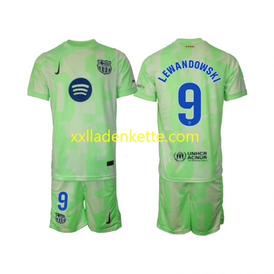Fußballtrikot FC Barcelona Robert Lewandowski 9 Kinder Ausweich 2024-2025 Kurzarm