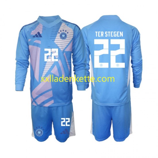Fußballtrikot Deutschland Ter Stegen 22 Torwart Kinder Viertes 2024-2025 Langarm