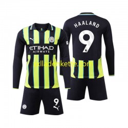 Fußballtrikot Manchester City Erling Haaland 9 Kinder Auswärts 2024-2025 Langarm