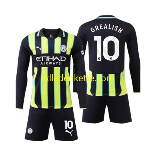 Fußballtrikot Manchester City Jack Grealish 10 Kinder Auswärts 2024-2025 Langarm