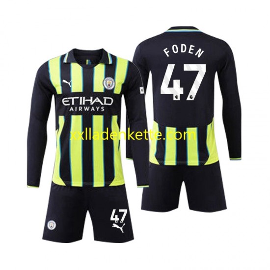 Fußballtrikot Manchester City Phil Foden 47 Kinder Auswärts 2024-2025 Langarm