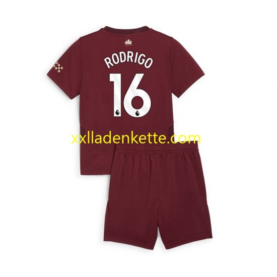 Fußballtrikot Manchester City RODRIGO 16 Kinder Ausweich 2024-2025 Kurzarm