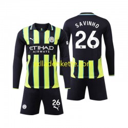 Fußballtrikot Manchester City Savinho 26 Kinder Auswärts 2024-2025 Langarm