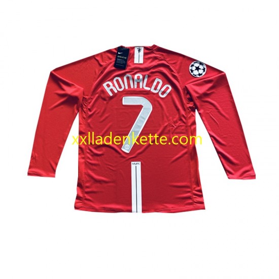 Fußballtrikot Manchester United Cristiano Ronaldo 7 Champion League 2007 Retro Herren Heim Langarm