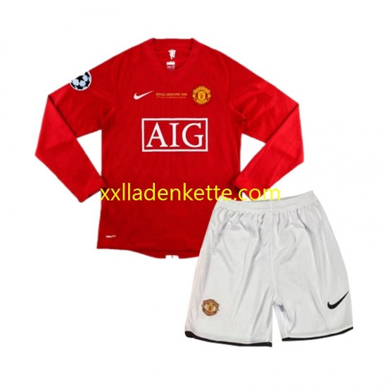 Fußballtrikot Manchester United Champion League 2007 Retro Kinder Heim Langarm