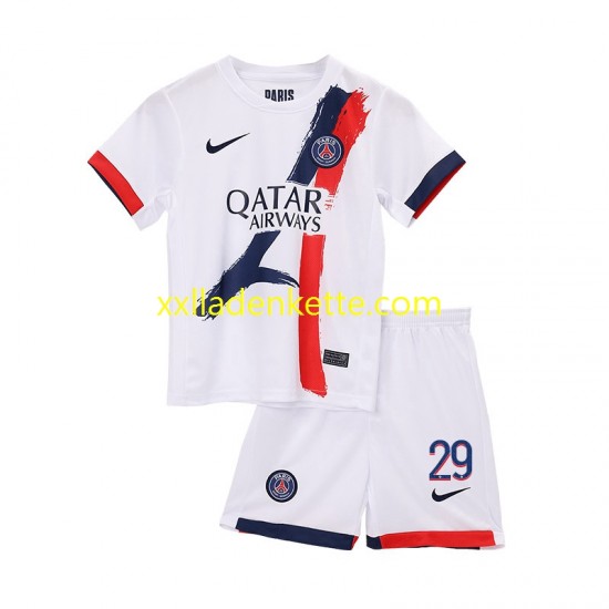 Fußballtrikot Paris Saint-Germain Bradley Barcola 29 Kinder Auswärts 2024-2025 Kurzarm